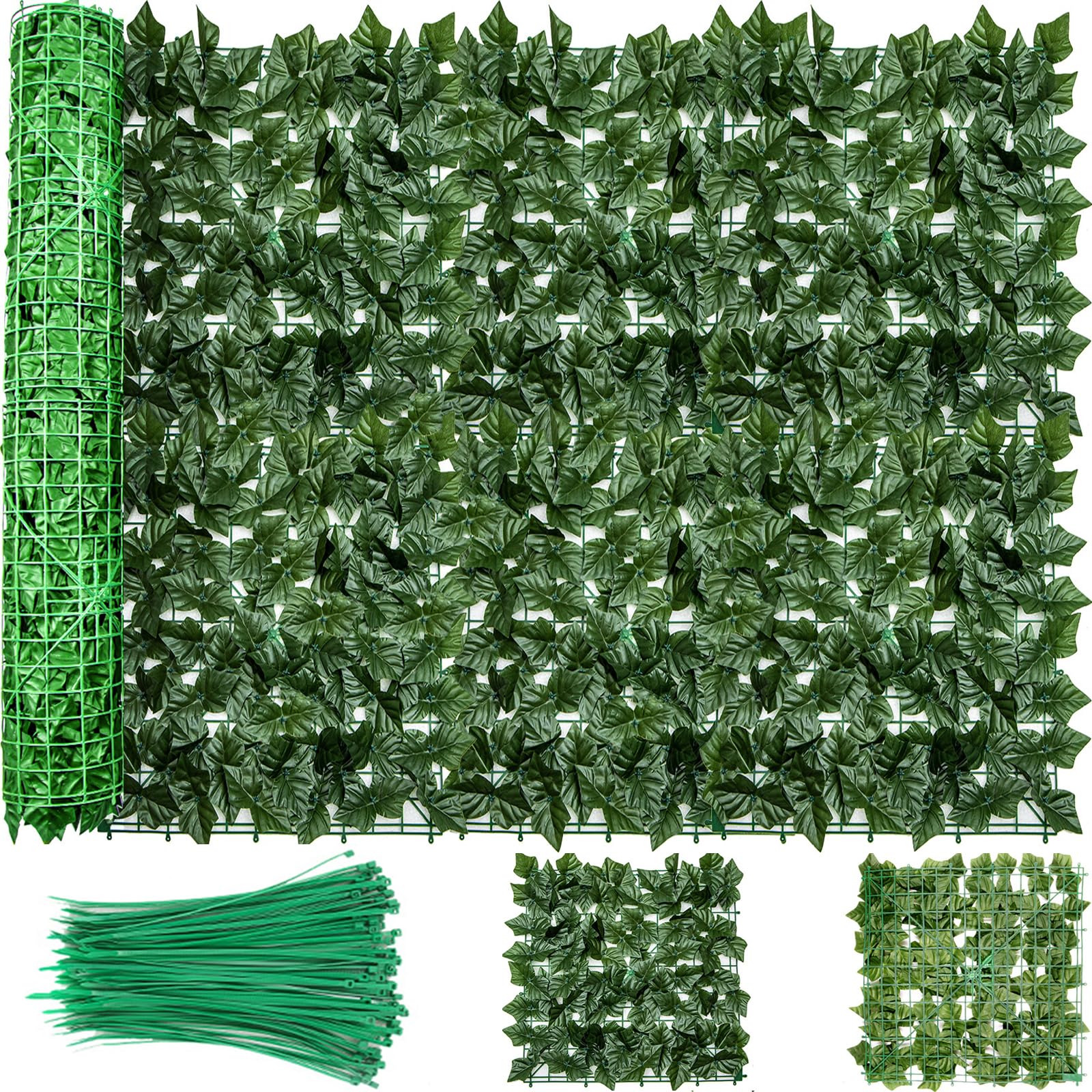 Photo 1 of BDUSXYZ Artificial Ivy Privacy Fence Screen - 99x60in Faux Ivy Privacy Screen for Garden Outdoor (Green)