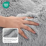 Bedsure Plush Round Cat Bed 50x50x13cm Light Grey Calming Snug Vet Safe view 4