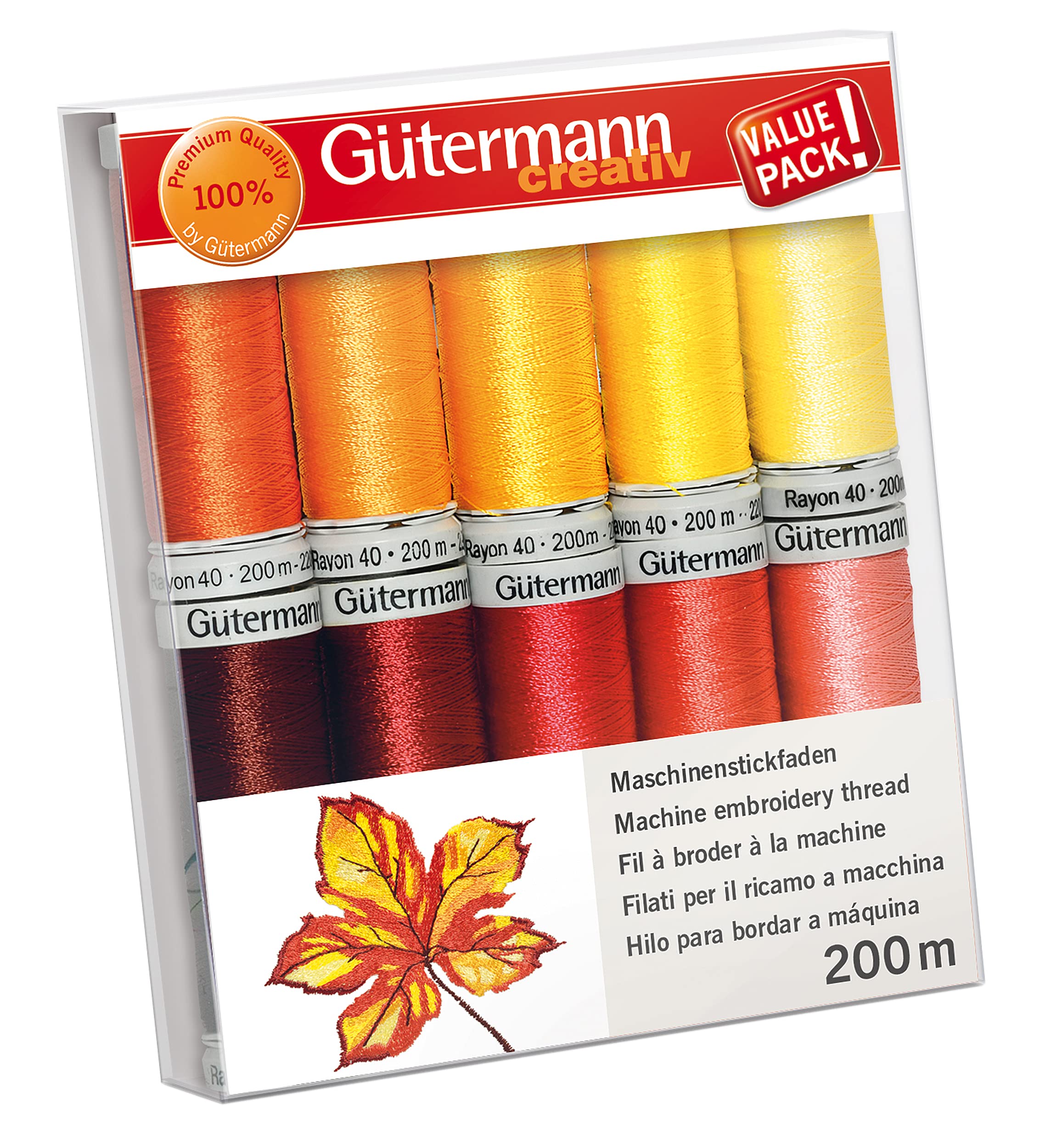 Gütermann creativ Machine embroidery thread set with 10 spools Rayon 40 200 m in different colours