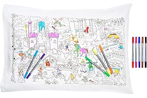 eatsleepdoodle - Coloring Pillowcase for Kids – Reusable DIY Pillow Cover with Washable Markers, Educational Arts & Crafts Activity for Boys & Girls, Fun Gift for Creative Play, Machine Washable