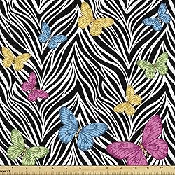 Ambesonne Zebra Print Fabric by The Yard, Colorful