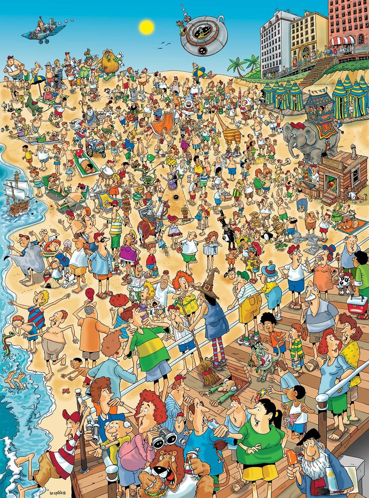 Day at the Beach By Len Epstein 500 Extra Large Piece Puzzle For Adults - Easy Adult Jigsaw Puzzles, Jigsaw Puzzle Gift, 66cm X 50cm - XL Puzzles Pieces