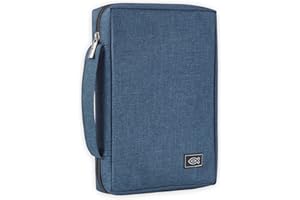 Christian Art Gifts Men/Women's Bible Cover Jesus Fish, Blue Canvas, Small