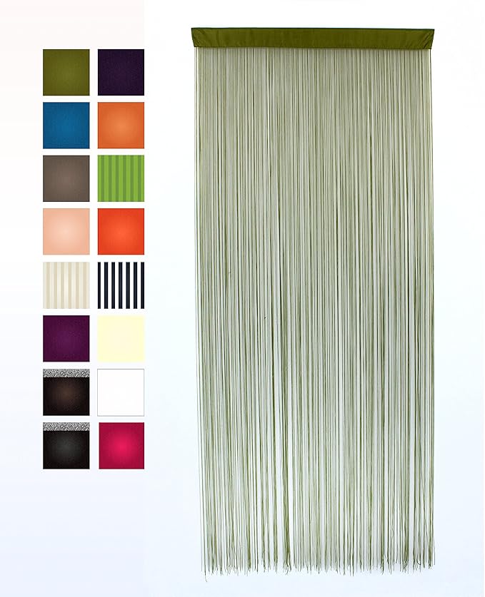 TODAMI Fadenvorhang Olivegrün (L x B) 90 x 200 cm Unifarben