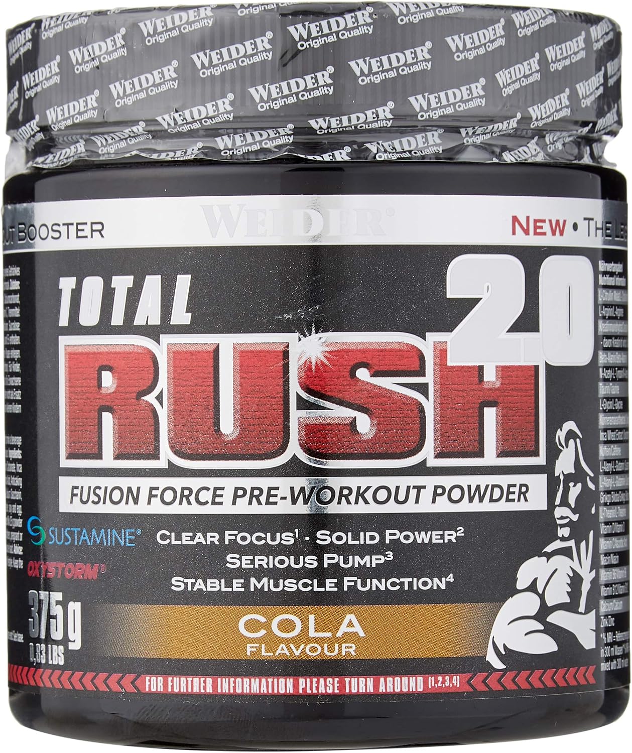 Weider Total Rush 2.0 Pre-Workout Formula, Cola, The Legal Pre-Workout, Focus + Power, Serious Pump, 15 servings