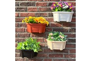 ORIMERC 8 Pcs Colorful 9.8" Wall Hanging Planter Flower Pot Railing Fence Balcony Porch Décor Indoor Outdoor Plastic Kitchen Herb Plant Basket Vertical Garden Living Wall Mount Half Round Flat Backed