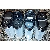 Tupperware Large Spice Shaker Set of Four. Black Seals