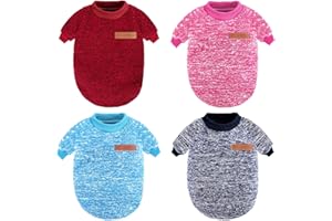WEEWOODAY 4 Pieces Dog Sweaters Winter Pet Dog Clothes Cozy Dog Sweatshirts Winter Puppy Sweater for Small Medium Dogs (Wine Red, Light Blue, Rose Red, Navy Blue,XL)