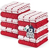 Utopia Towels - Kitchen Towels 12 Pack, 15 x 25 Inches, 100% Ring Spun Cotton Super Soft and Absorbent Linen Dish, Tea and Bar Towels Set, Red