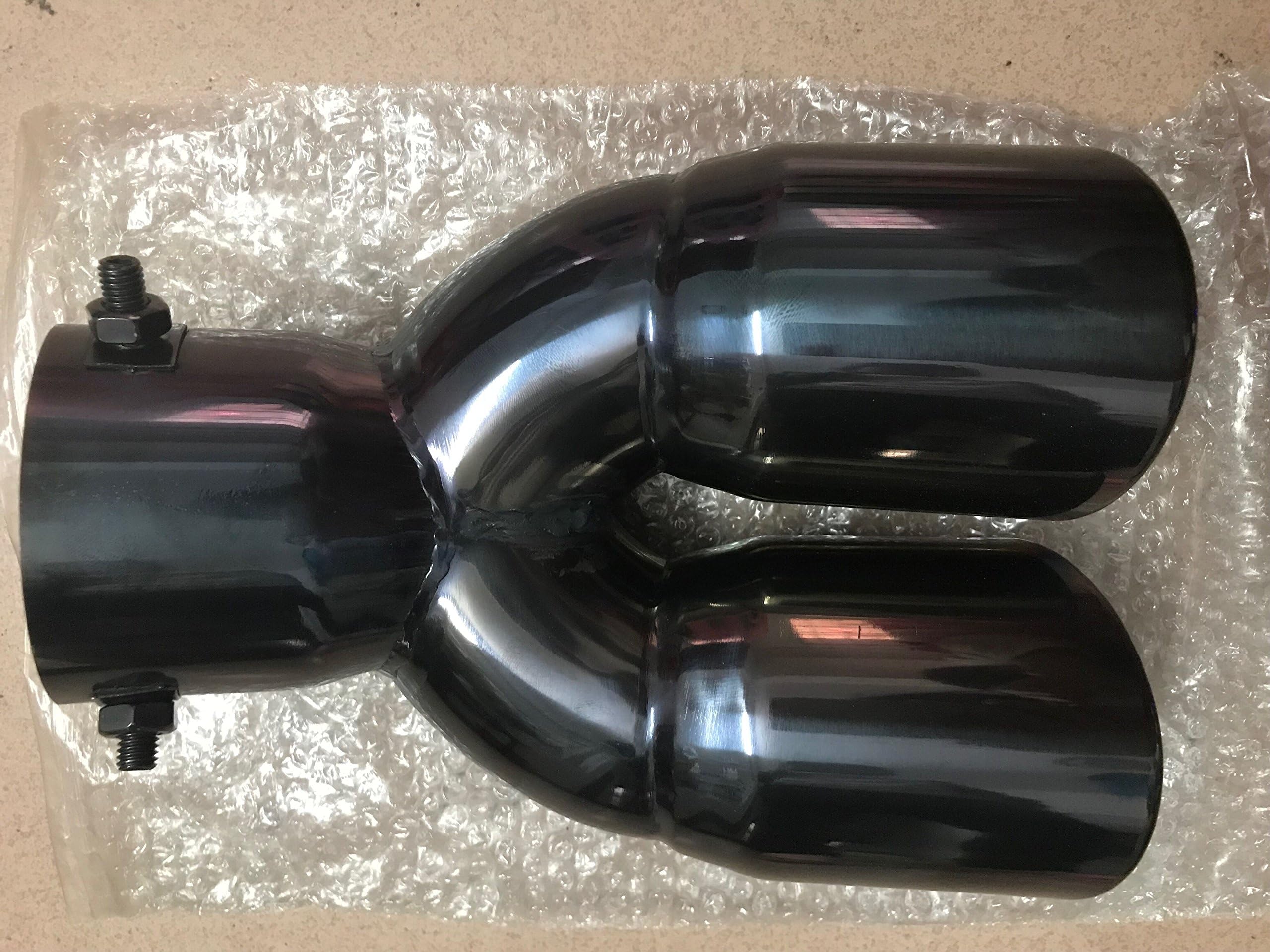 Car Double Outlets Stainless Steel Extension Pipes Exhaust Pipe Trim Muffler Rear Tail Pipe Tip Tailpipe Car End Tipe Black Color for Tucson 2014 2015 2016 2017 2018 2019 2020