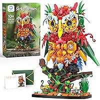 Sillbird Flower Owl Animal Building Toys for Adults & Teens, A Floral Bird Model Kit for The Home Decor & Office Display, Bot