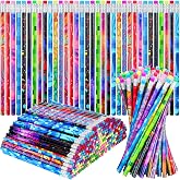 Chinco 200 Pcs Wooden Pencil Bulk with Eraser for Kids, Classic Style | Assortment Colorful Fun Pencils for Kids, Novelty Designs Classroom Back to School Gifts, Student Reward School Supplies