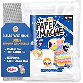 MODOH Instant Paper Mache Powder, White, 3.3 lbs, Aluminum Mesh Included | Just add water 3:1 ratio, non-toxic, EN71 &amp; ASTM certified safe, paintable, for school projects &amp; sculptures, easy cleanup