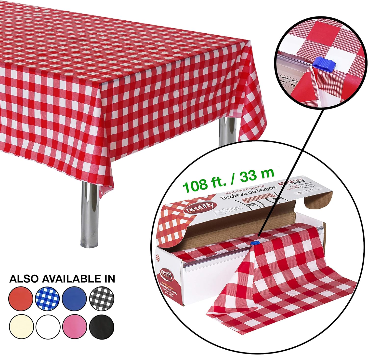 Best rolls of red and white table cloth