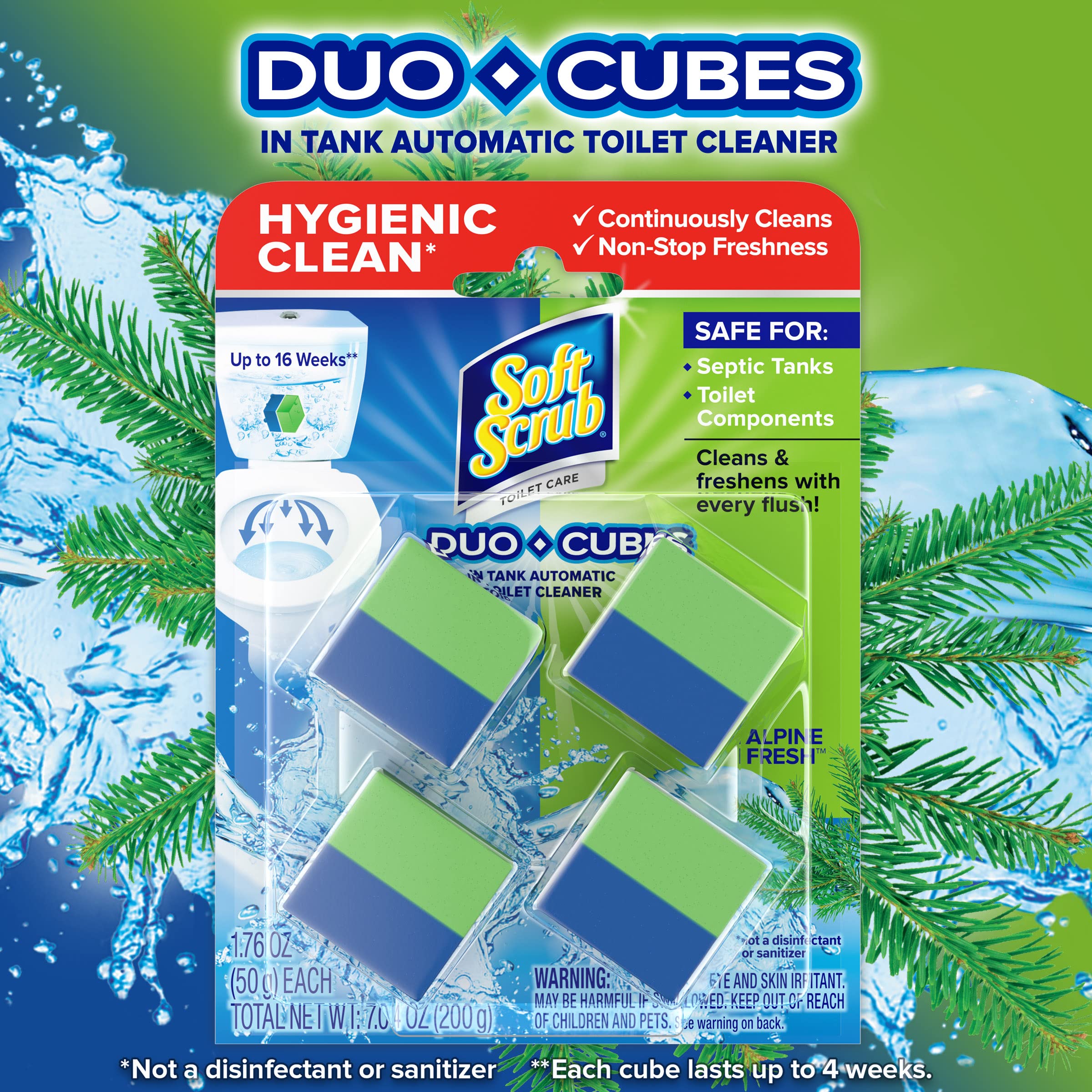 Soft Scrub In-Tank Toilet Cleaner Duo-Cubes, Alpine Fresh, 2 Count