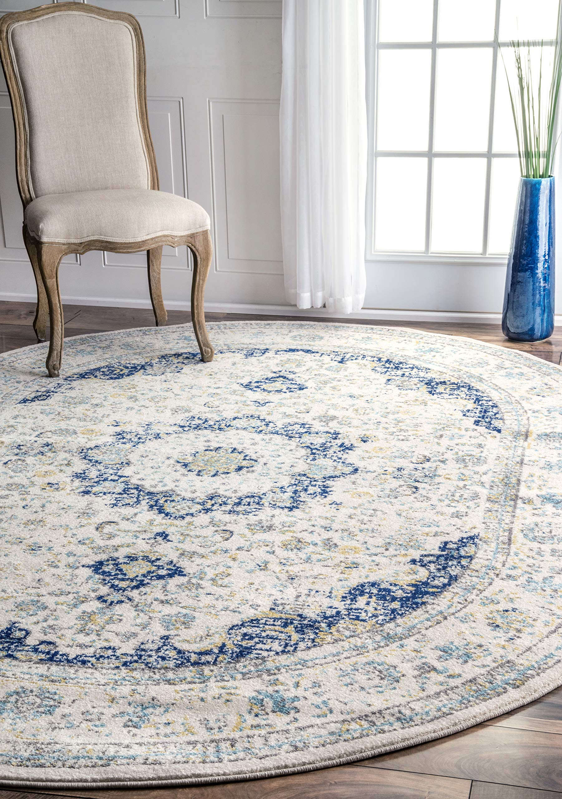 nuLOOM Verona Vintage Persian Rug, 6' 7" x 9' Oval, Blue