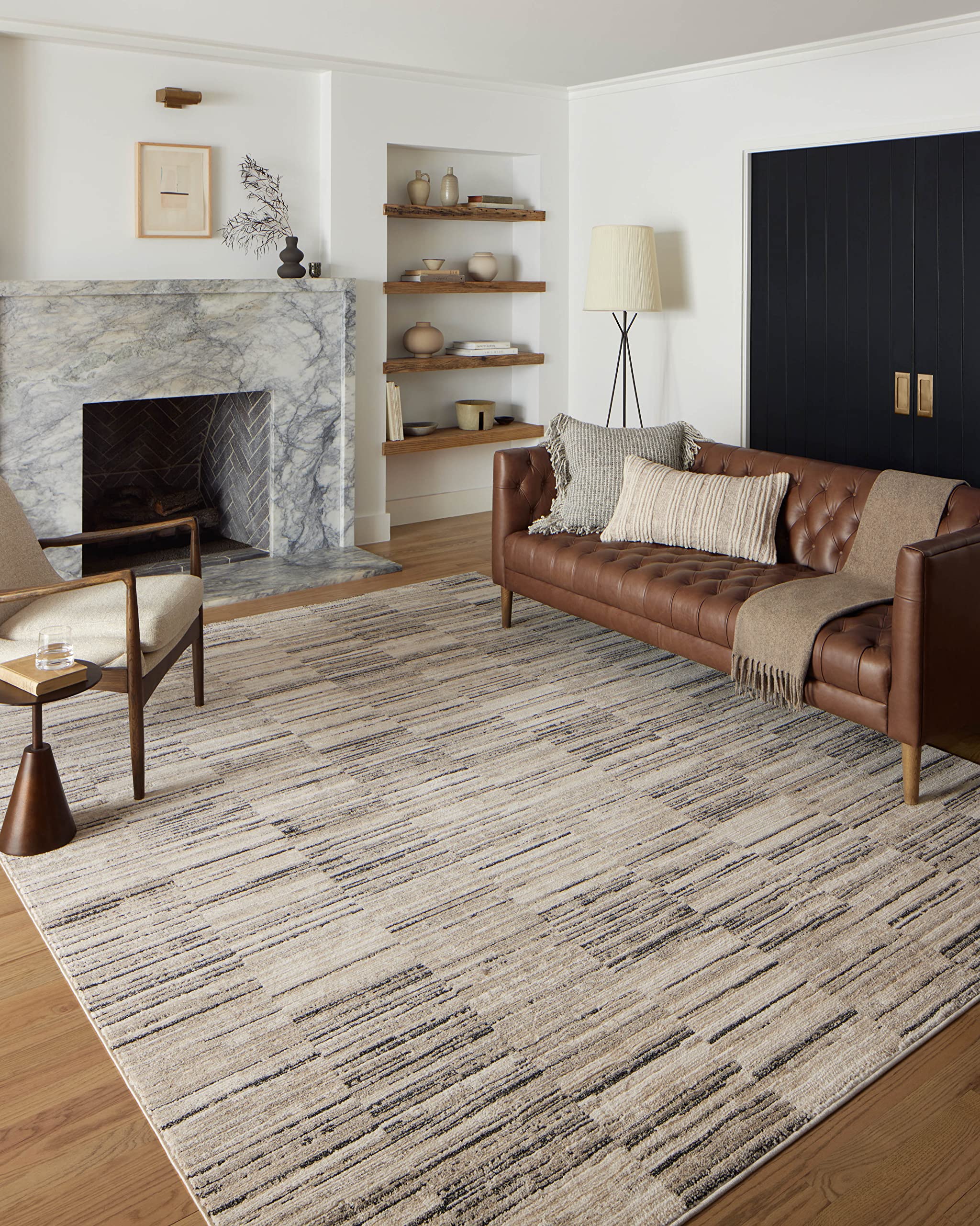 Photo 1 of Loloi Darby Collection DAR-01 Charcoal/Sand 6'-7" x 9'-3" Area Rug