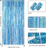 YAAVAAW Glitter Baby Blue Tinsel Curtain Backdrop 2x 8.3ft 3.2ft Width view 2