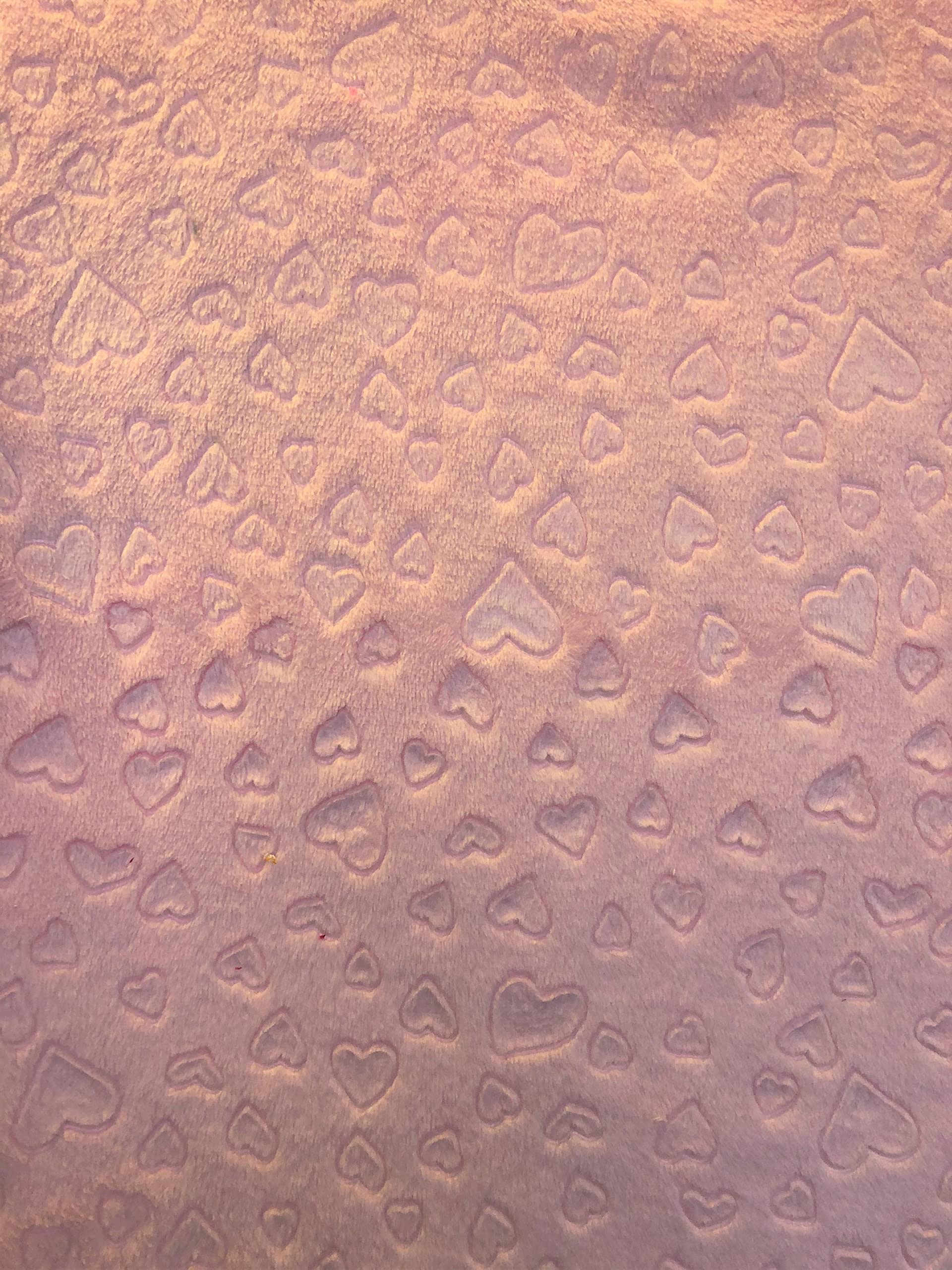 Double Sided Embossed Soft Cuddle Fleece Fabric Material - Pink Hearts, 1Mtr 150cmx100cm
