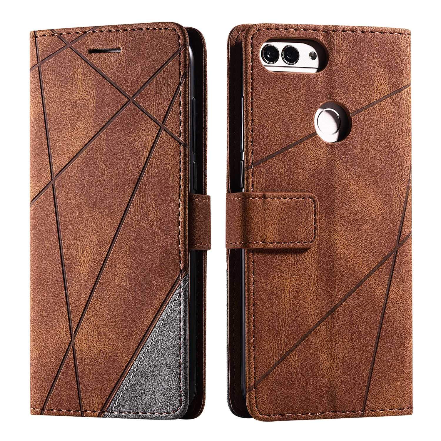 SONWO Case for Huawei Honor 9 Lite Case, Premium Leather Flip Wallet Case Magnetic Closure Card Slots Kickstand Phone Case for Huawei Honor 9 Lite, Brown