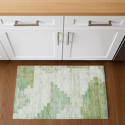 Addison Rugs Mayfield AMF1829 Sage 1'8" x 2'6" Indoor Premium Machine Washable Rug, Silky Soft, Easy Clean, Non Shedding, Bedroom, Living Room, Dining Room, Kitchen Rug - Amazon deal for $28.08