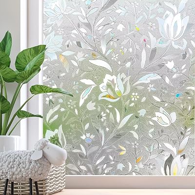 Zindoo Window Film Privacy Tulip Pattern 30x200 cm Anti-UV Anti-Glare