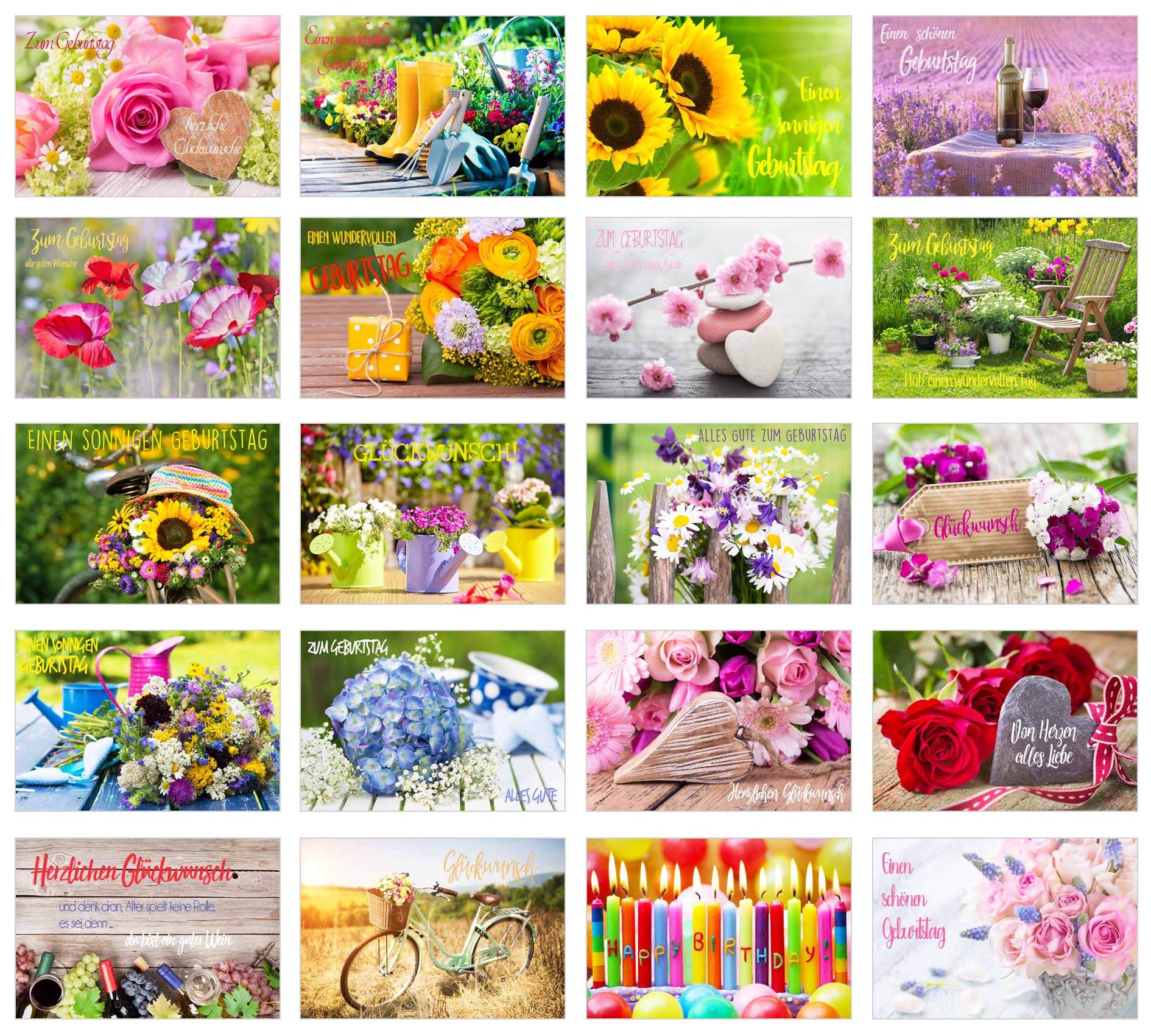 Set of 40 Exclusive Premium Birthday Cards with Envelope (2 x 20 cm) Greetings Card for Birthday Card Man Woman (Double Cards/Folding Cards)