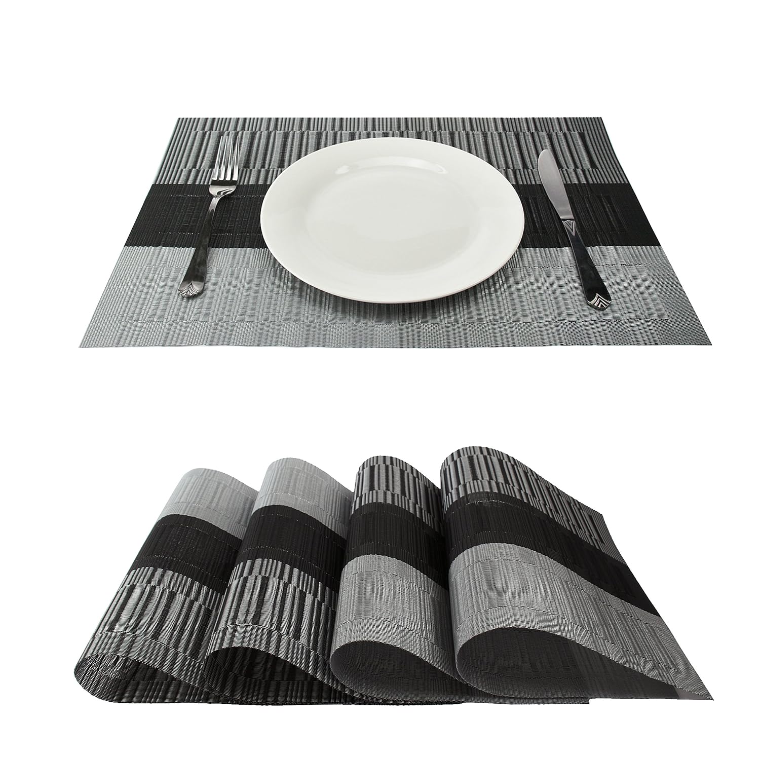Best table mats set of 6 gray/black