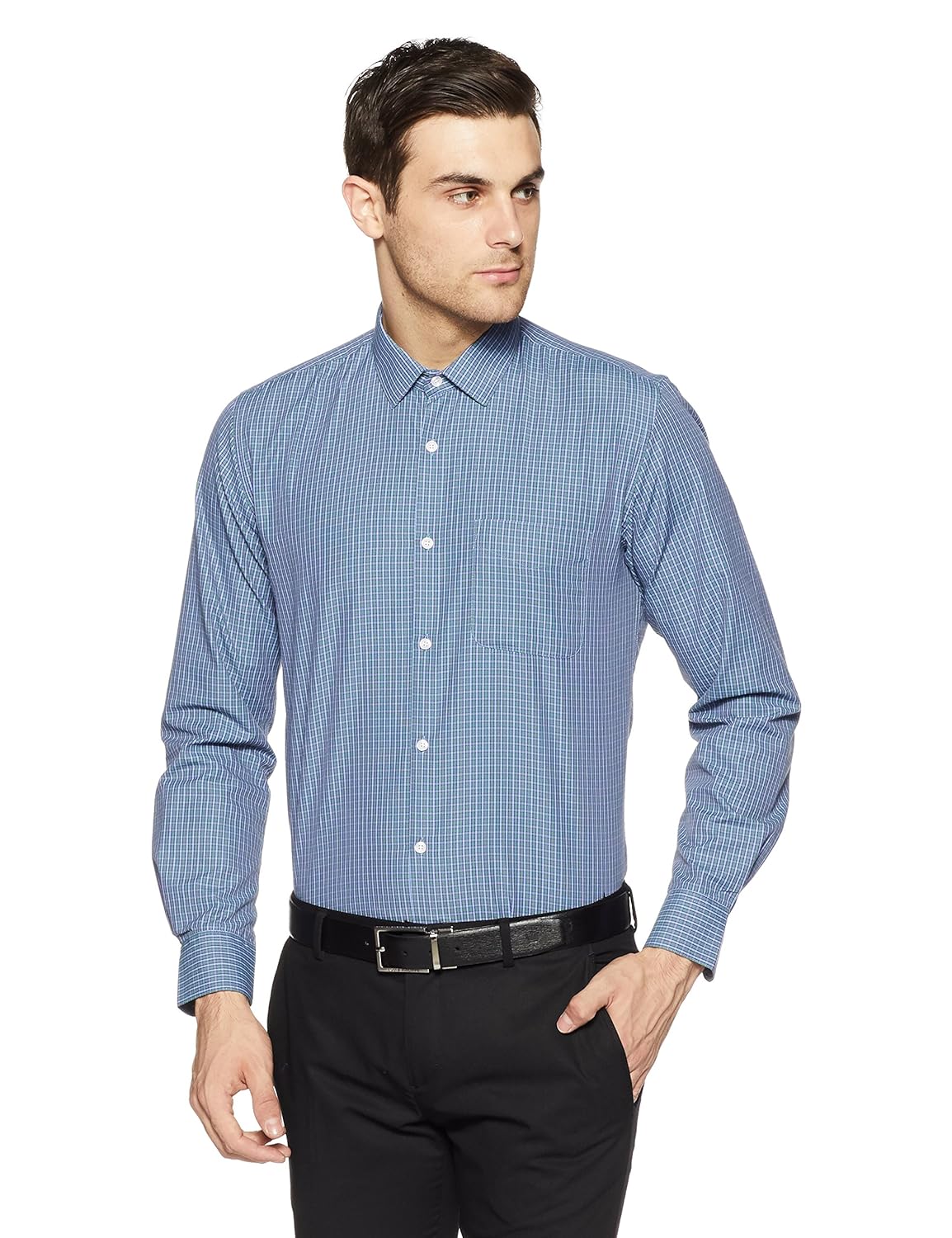 peter england men's solid slim fit formal shirt