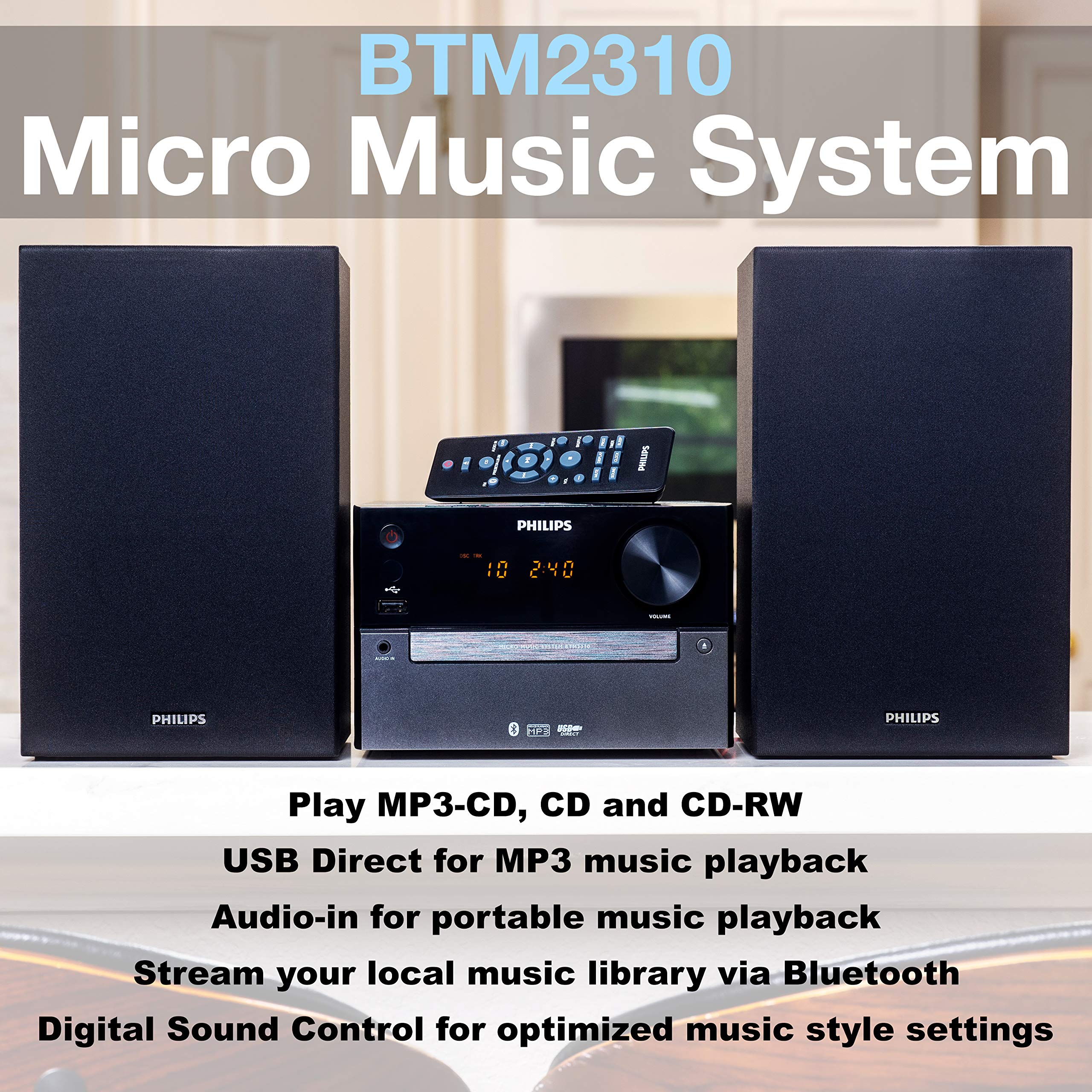 Mua Philips Bluetooth Stereo System for Home with CD Player, Wireless Streaming, MP3, USB, Audio