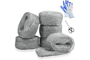 Aemygo 78 Feet Steel Wool Fill Fabric Kit, Coarse Steel Wire Wool DIY Gap Fill Fabric for Mice Holes, Wall Cracks, Vents, Pipeline (6 Rolls)