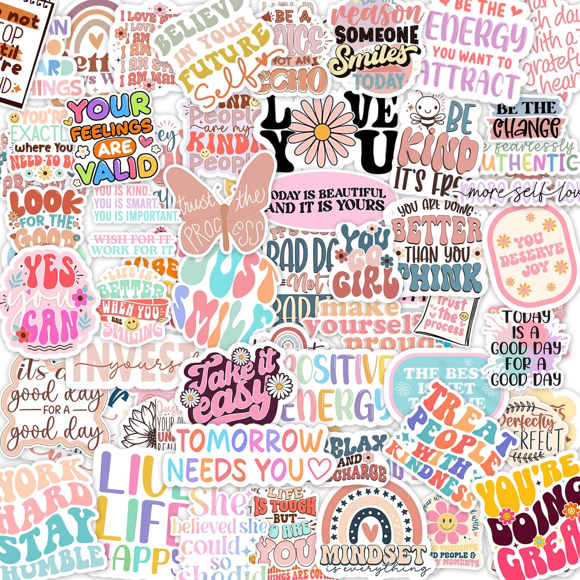 300PCS Motivational & Affirmation Stickers by Puraesla – for Vision Board, Positive Inspirational Decals for Water Bottles, Laptops, Planners, Journals, Scrapbooks & Teachers