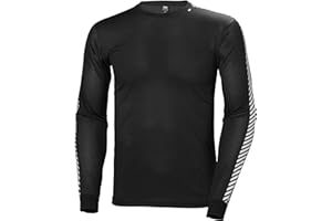 HELLY-HANSEN Helly Hansen Men's Lifa Stripe Crew Lightweight Breathable Moisture Wicking Thermal Baselayer, 998 Black - Medium