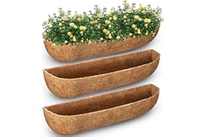HISDOJIP 3 Pack 30 Inch Coco Liners for Window Boxes – Natural Coconut Fiber Trough Inserts for Deck Rail Planters, Outdoor Flower Troughs, Patio Fence Hanging Baskets