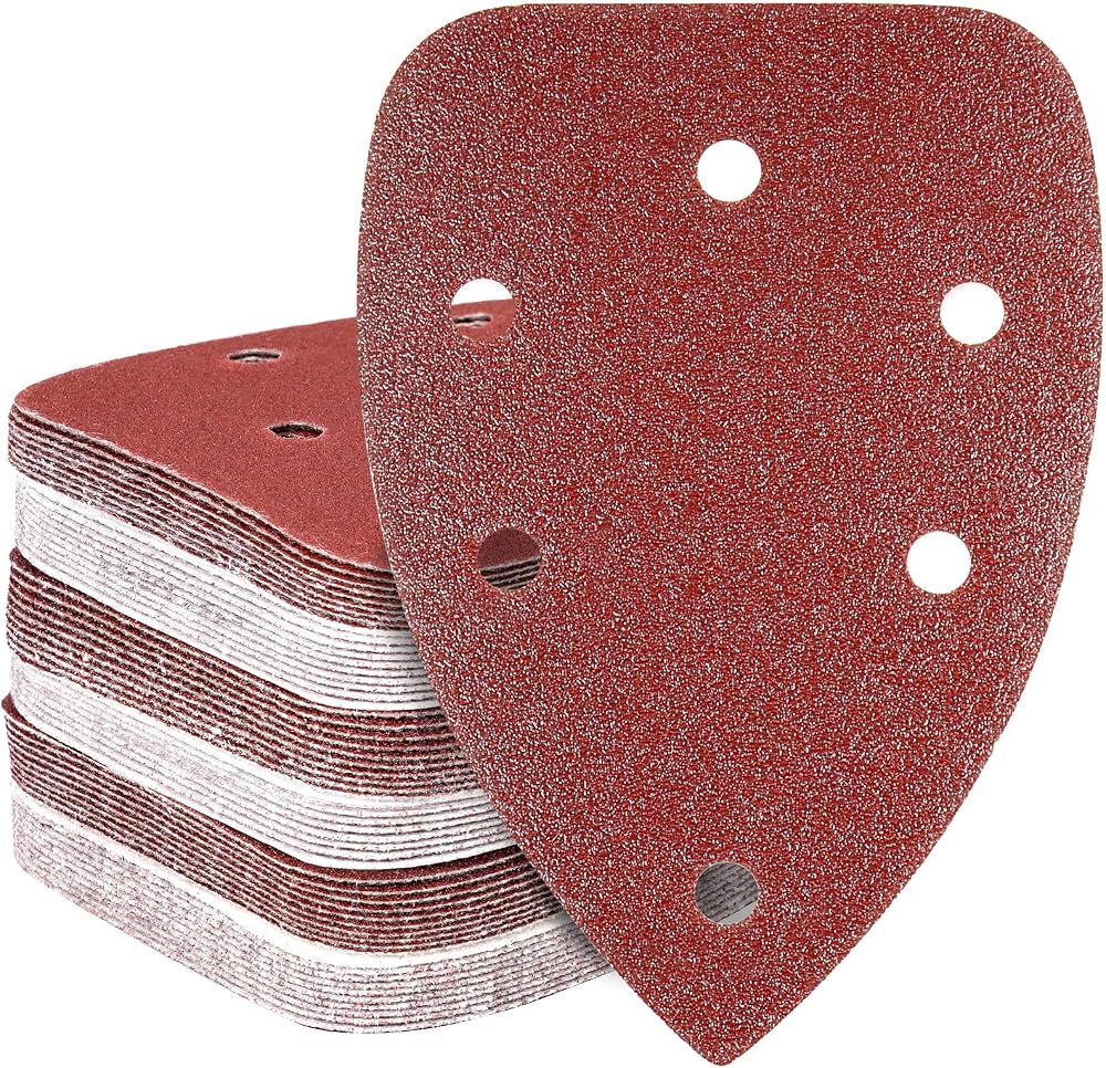 HYCHIKA 60Pcs Sanding Pads for TX104 Detail Sander P60-P240 Hook Loop 140x80