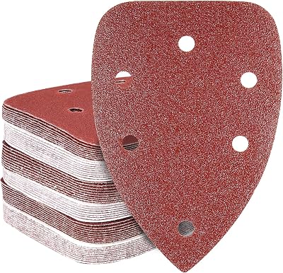 HYCHIKA 60Pcs Sanding Pads for TX104 Detail Sander P60-P240 Hook Loop 140x80