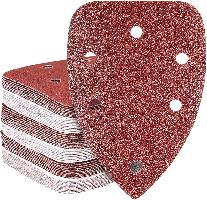 HYCHIKA 60Pcs Sanding Pads for TX104 Detail Sander P60-P240 Hook Loop 140x80