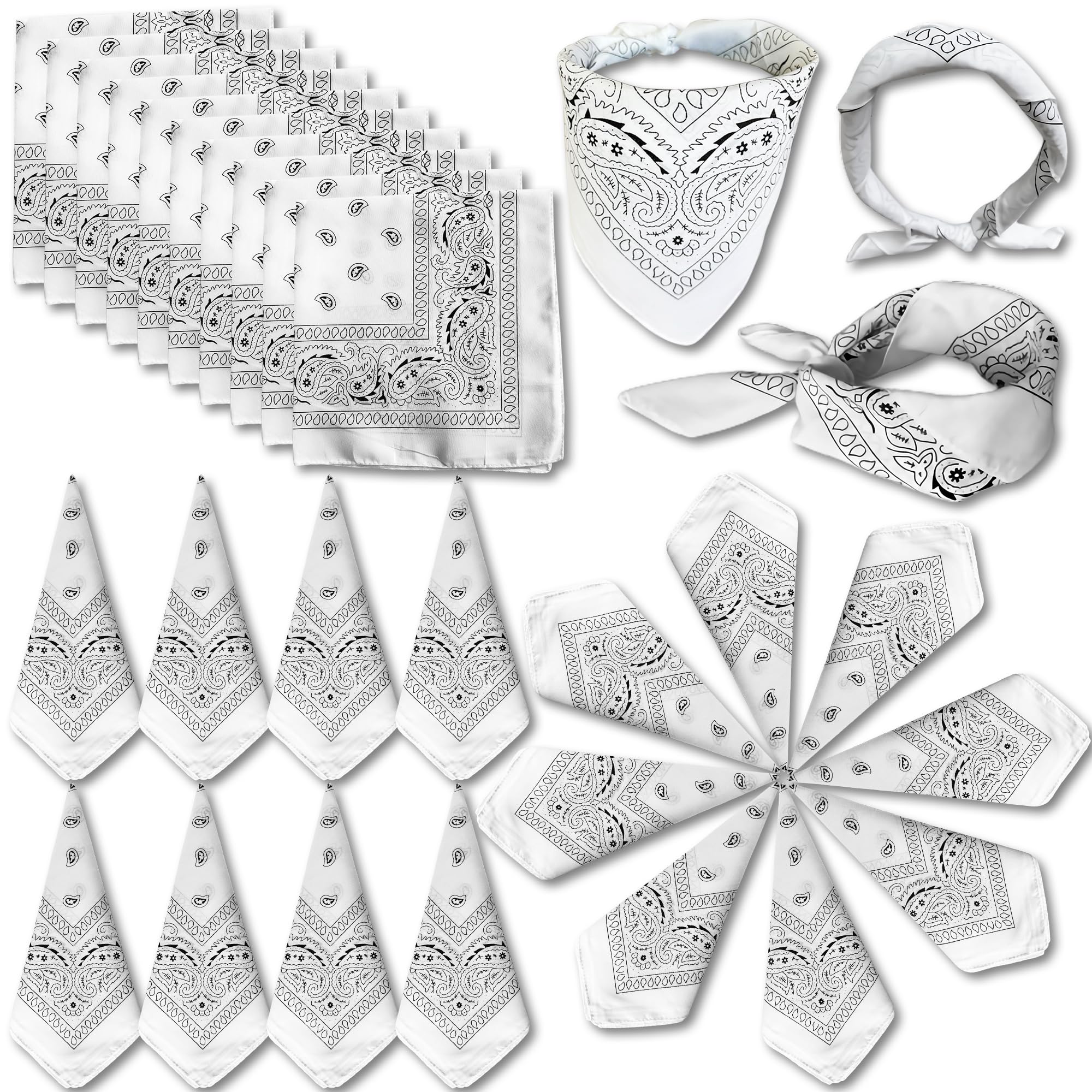 Photo 1 of **MISSING PARTS**ILHSTY 32 Pcs Women Men Paisley Bandanas Bulk Unisex Cowboy Bandanas Head Scarf Necktie Face Cover Party Supplies (32, White)
