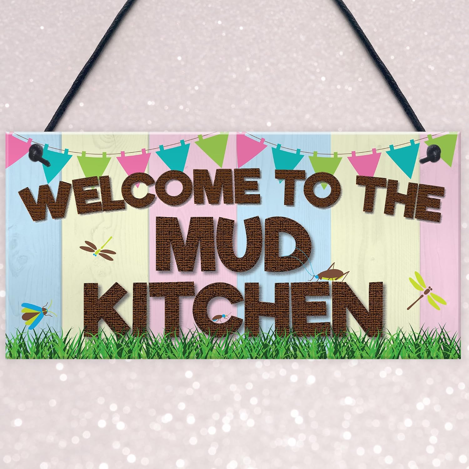 Red Ocean Welcome Mud Kitchen Home School Garden Outdoor Hanging Plaque Plot Gift Sign, Multi, 200x100mm - Image 4