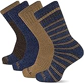 Merrell Unisex Mens And Women's Socks - 4 Pair Pack Arch Support Band Thermal Wool Blend Hiking Crew