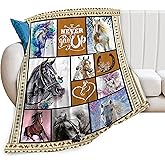 Horse Blanket Horse Decor Animal Throw Blanket Horse Gifts for Women Men Super Warm Soft Plush Lightweight Fleece Flannel Blanket Winter Couch Sofa Bedding Blanket for Boys Girls Kids Adults 40"x50"