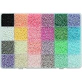 KERGAEN 2mm 12/0 Seed Beads Kit - 16800pcs Bulk Glass Beads with Storage Box, 24 Colors (700pcs/Each) for Jewelry Making, DIY Crafts, Clothing Accessories, Handmade Decor