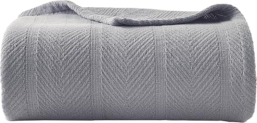 Amazon Com Eddie Bauer Herringbone Chrome Cotton Blanket King
