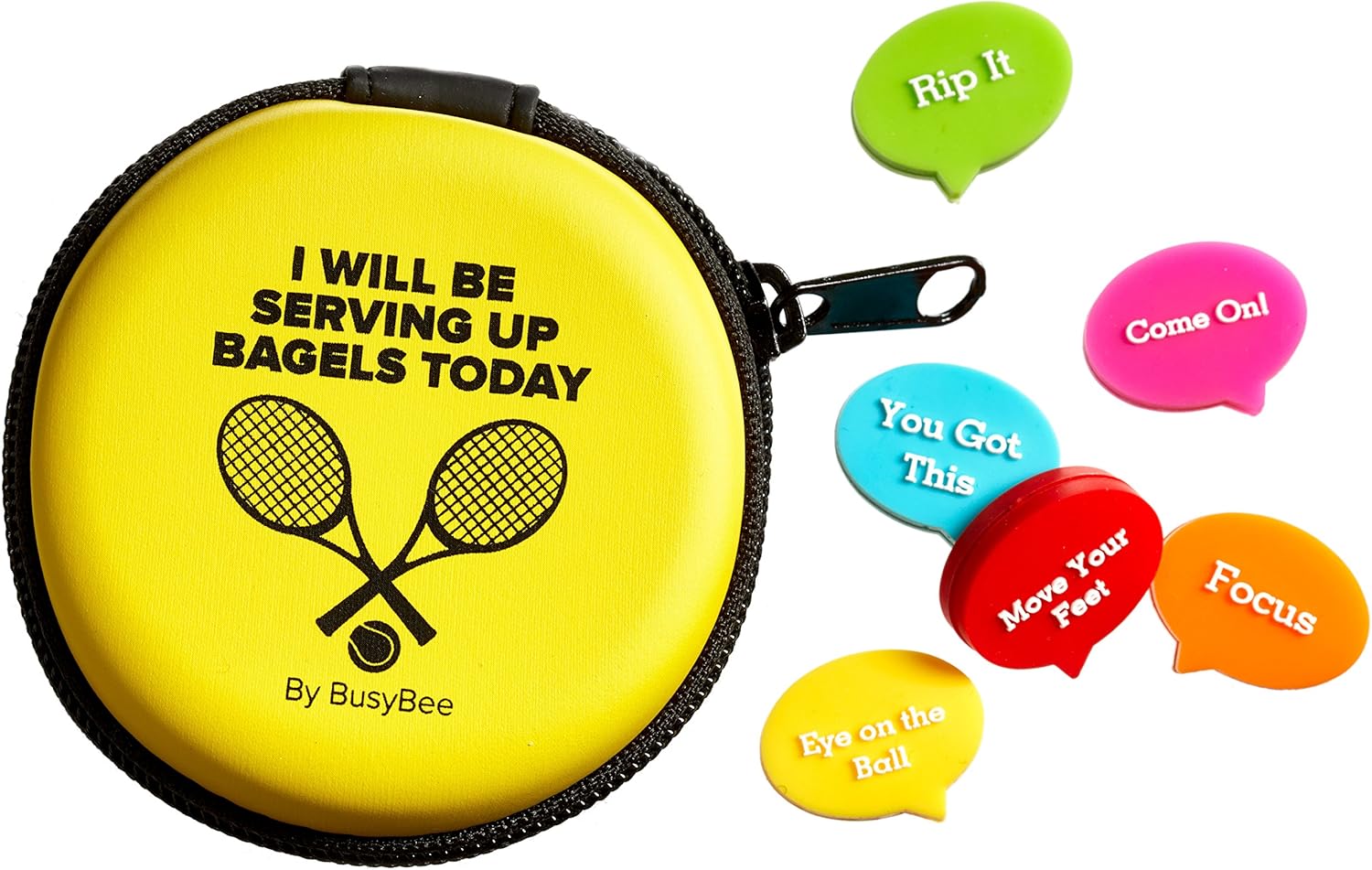 BusyBee Tennis Vibration Dampener in Fun Zipper Gift Pack. Best Shock Absorber (6 Count) Plus a Bonus: Exclusive Mobile App 3 Months Trial : Sports & Outdoors