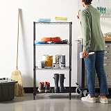 Amazon Basics 4-Shelf Narrow Storage Unit Steel Black 360 kg Capacity 4 Shelves view 2