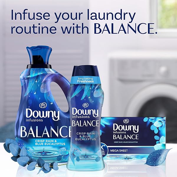 DOWNY INFUSIONS IN-WASH LAUNDRY SCENT BOOSTER BEADS, BALANCE, CRISP RAIN AND BLUE EUCALYPTUS, 13.4 OZ