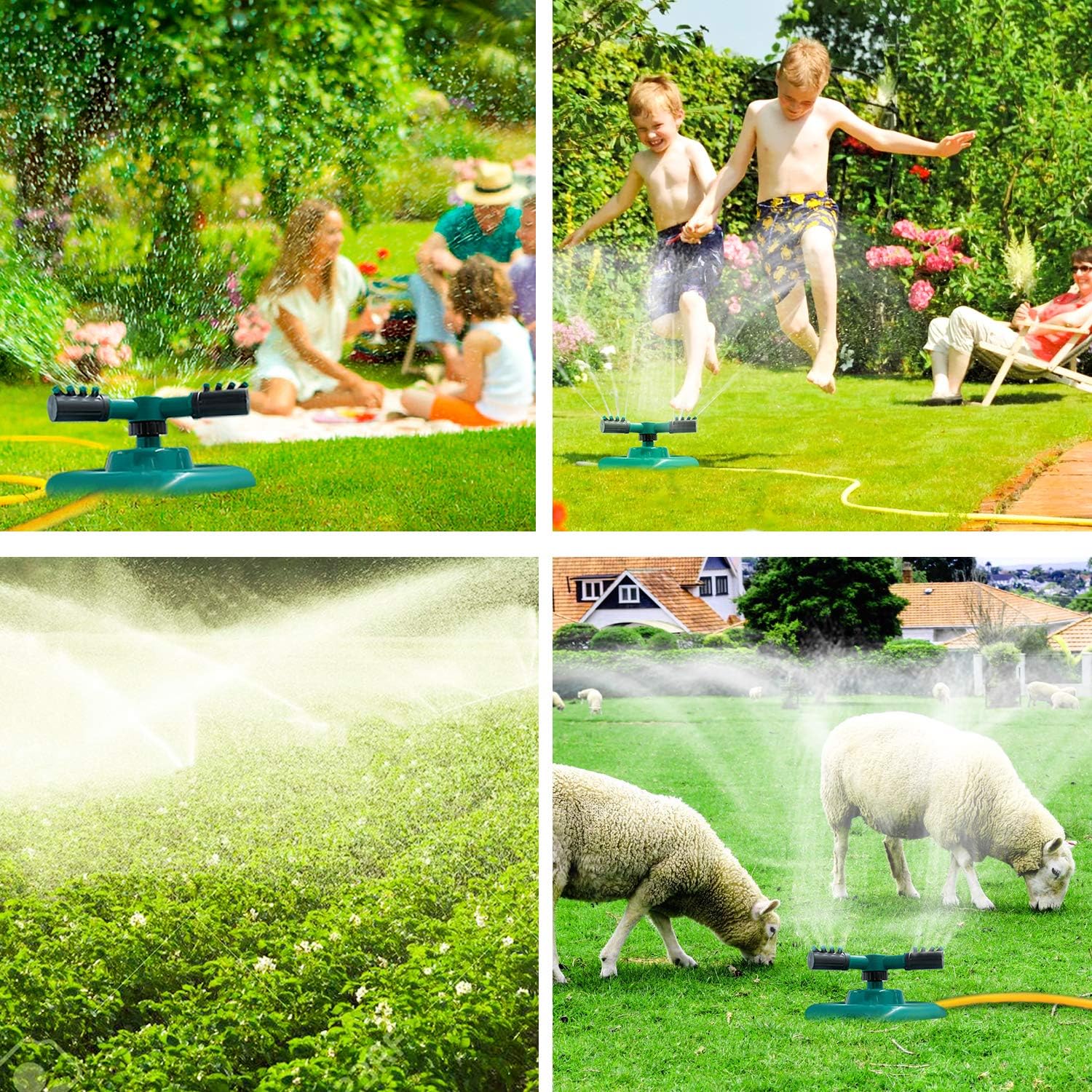Aolun Garden Sprinkler- Automatic Lawn Water Sprinkler Yard 360 Degree 3- Arm Rotating Sprinkler System : Garden & Outdoor