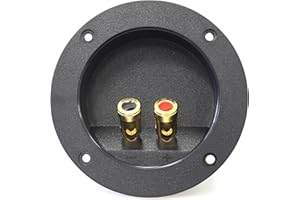 Absolute USA RST-450 4-Inch Round Gold Push Spring Loaded Jacks Double Binding Post Speaker Box Terminal Cup