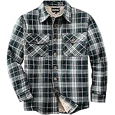 Puwasa Men's Sherpa Lined Cotton Flannel Shirt Jacket Button Down Long Sleeve Fleece Jacket for Men