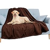 PAVILIA Waterproof Blanket for Couch, Sofa | Waterproof Dog Blanket for Large Dog, Puppy, Cat | Pet Blanket Protector | Plush Soft Warm Fuzzy Sherpa Blanket Bed Throw, Brown, 60x80
